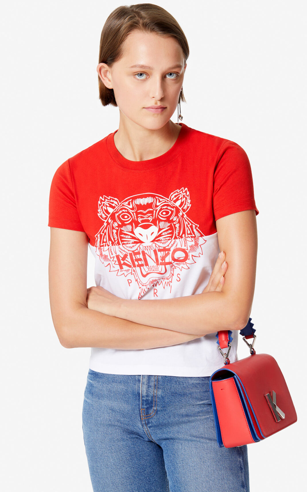 Camisetas Kenzo Colorblock Tiger Mujer Rojas - SKU.2174295